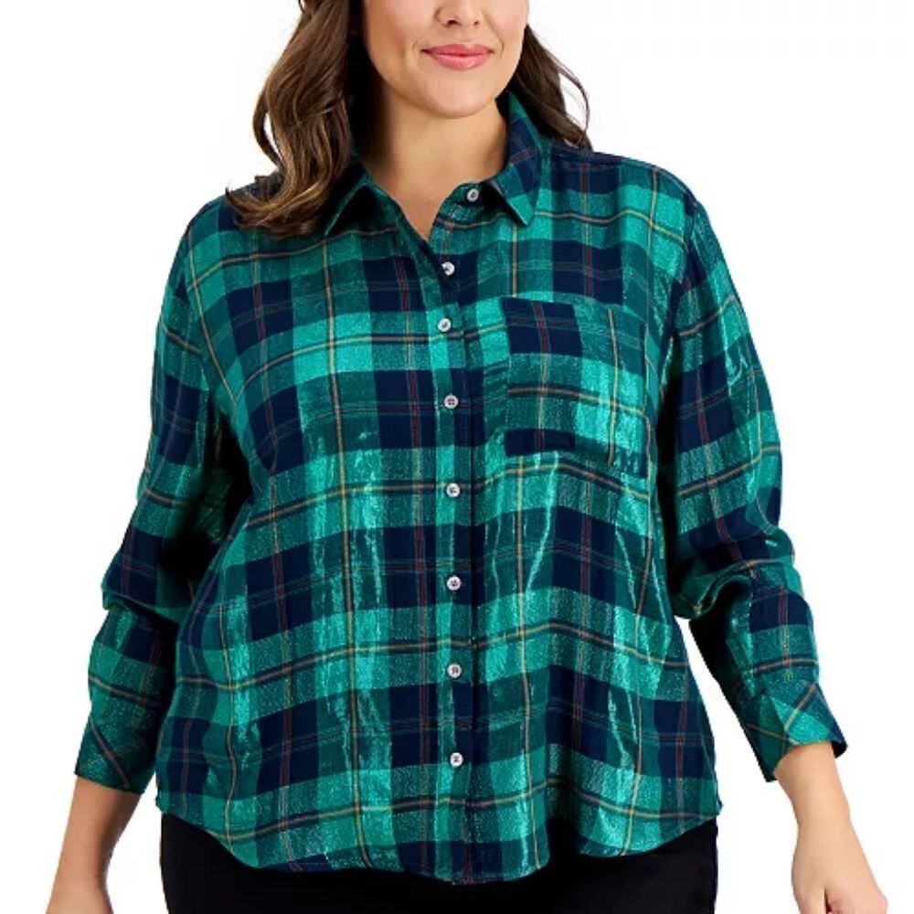 Style & Co Boyfriend Sparkle Shirt size 0x